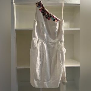 Shoshanna one shoulder dress with beaded neckline